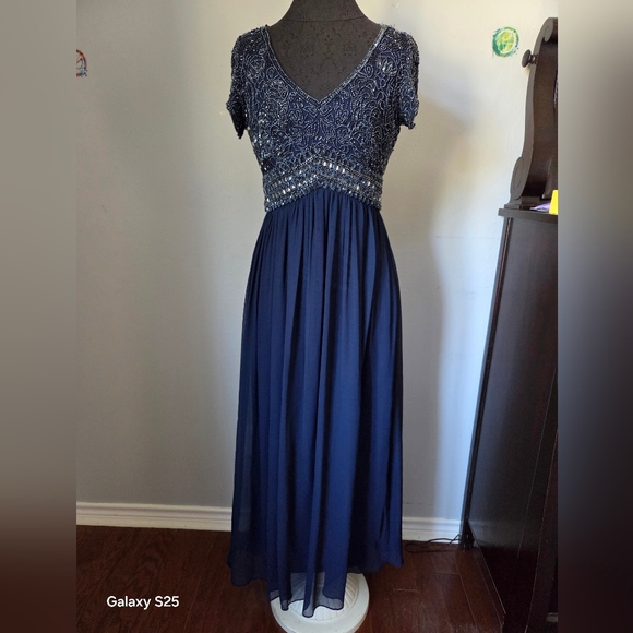 Adrianna Papell Dresses & Skirts - Adrianna Papell Navy Beaded Maxi Dress